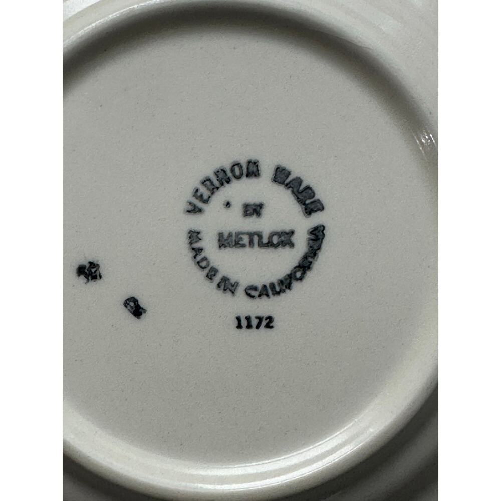 Set Of 10 Vtg Vernon Ware Metlox Della Robbia Cups & Saucers w Cream and Sugar - Picture 7 of 7